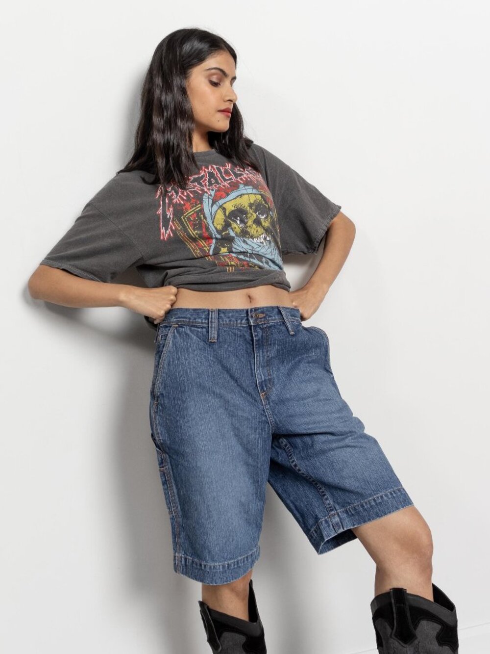 Vintage Low Rise Denim Jorts: Baggy Carpenter Shorts - Size 6